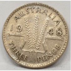 AUSTRALIA 1948 . THREEPENCE . aUNCIRCULATED